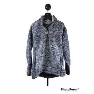 Sherpa Sweater, Charcoal, Quarter-Length Zipper, M